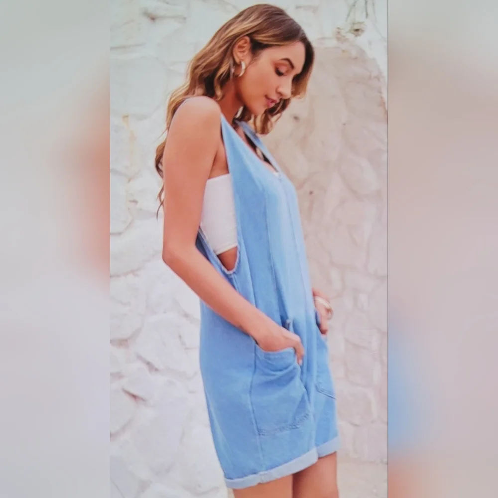 NIB WOMENS HIGH ROLLER Shortall overall shortall casual jumpsuit pockets… - Picture 5 of 10